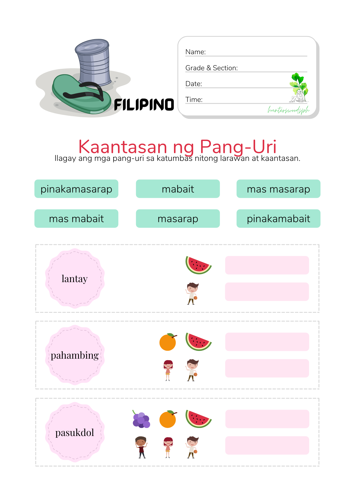 Kaantasan Ng Pang Uri Hunterswoodsph Filipino Interactive Worksheet ...