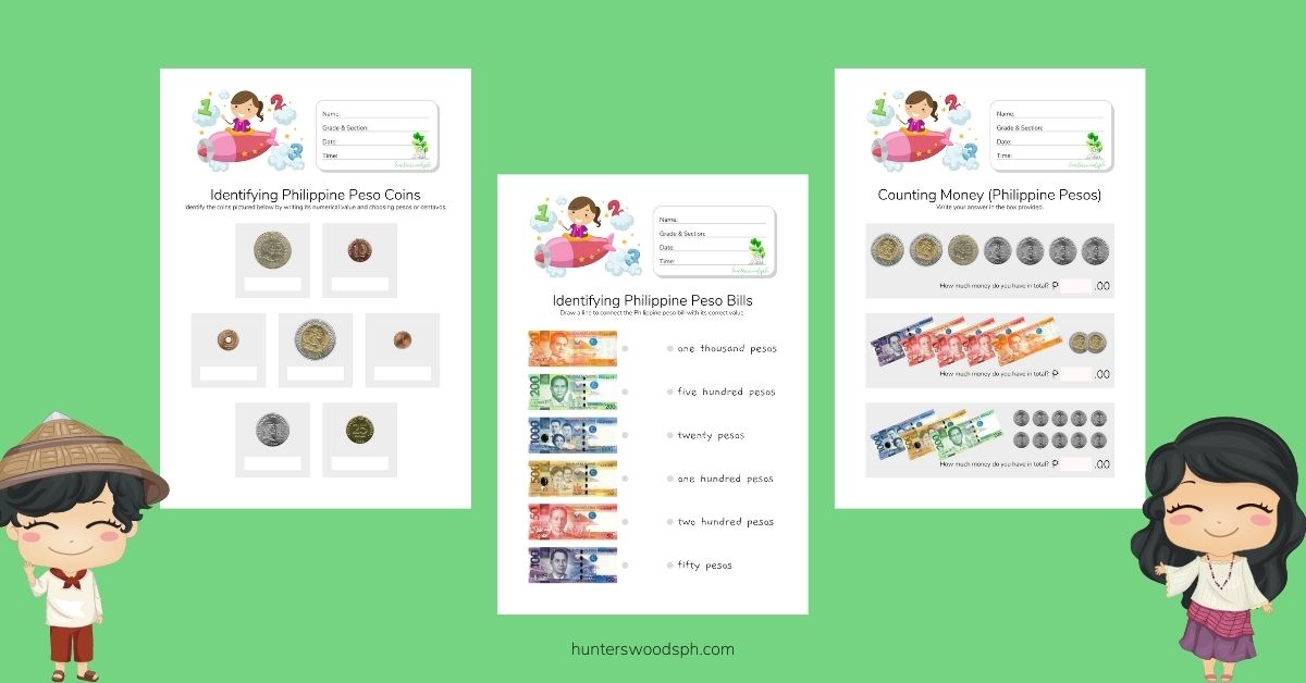identifying and counting money philippine pesos worksheets