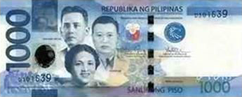 Philippine Money 1000 Peso Bill