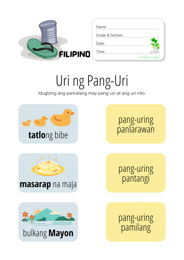 Uri ng Pang-uri Worksheet for Grade 1