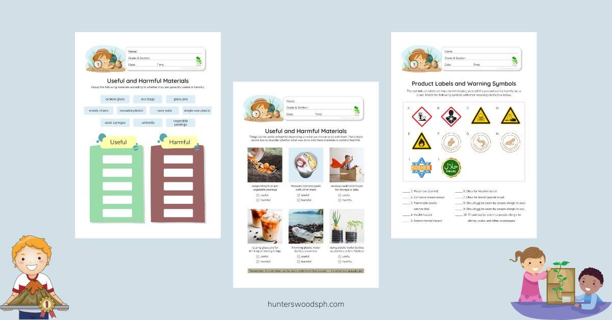 HuntersWoodsPH Science Worksheets - Useful and Harmful Materials