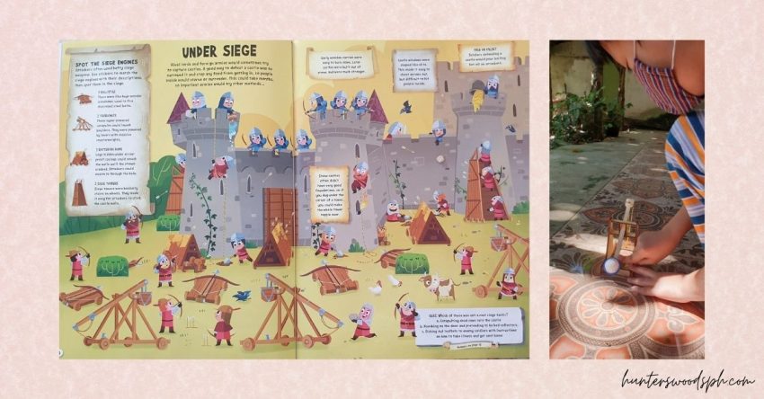 HuntersWoodsPH Montessori Homeschooling Educational Sticker Book Medieval Castle Catapult
